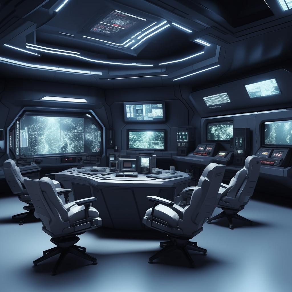 futuristic SWAT control room  with 5 chairs based on https://files.dreamhome.software/files/static/36651