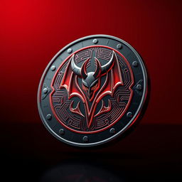A sleek, modern digital currency token designed with a prominent devil symbol in the center, showcasing intricate details