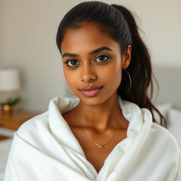 A highly detailed shot of a beautiful, fair-complexioned Sri Lankan office lady named Nishadi, aged 23