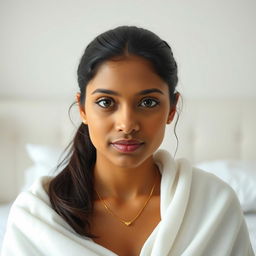 A highly detailed shot of a beautiful, fair-complexioned Sri Lankan office lady named Nishadi, aged 23