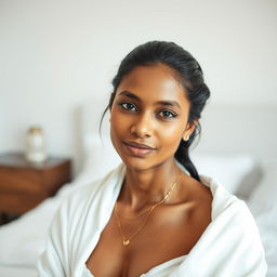 A highly detailed shot of a beautiful, fair-complexioned Sri Lankan office lady named Nishadi, aged 23