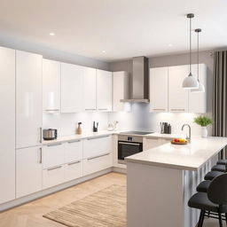 A modern U-shaped kitchen design measuring 3