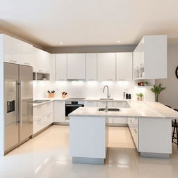 A modern U-shaped kitchen design measuring 3