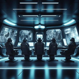 futuristic SWAT control room  with 5 chairs based on https://files.dreamhome.software/files/static/36651