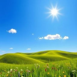 A beautiful landscape scene with rolling hills and a clear sky