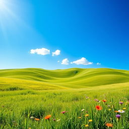 A beautiful landscape scene with rolling hills and a clear sky