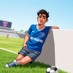 A chill guy character wearing the Esteghlal FC soccer jersey, exuding a relaxed and friendly vibe