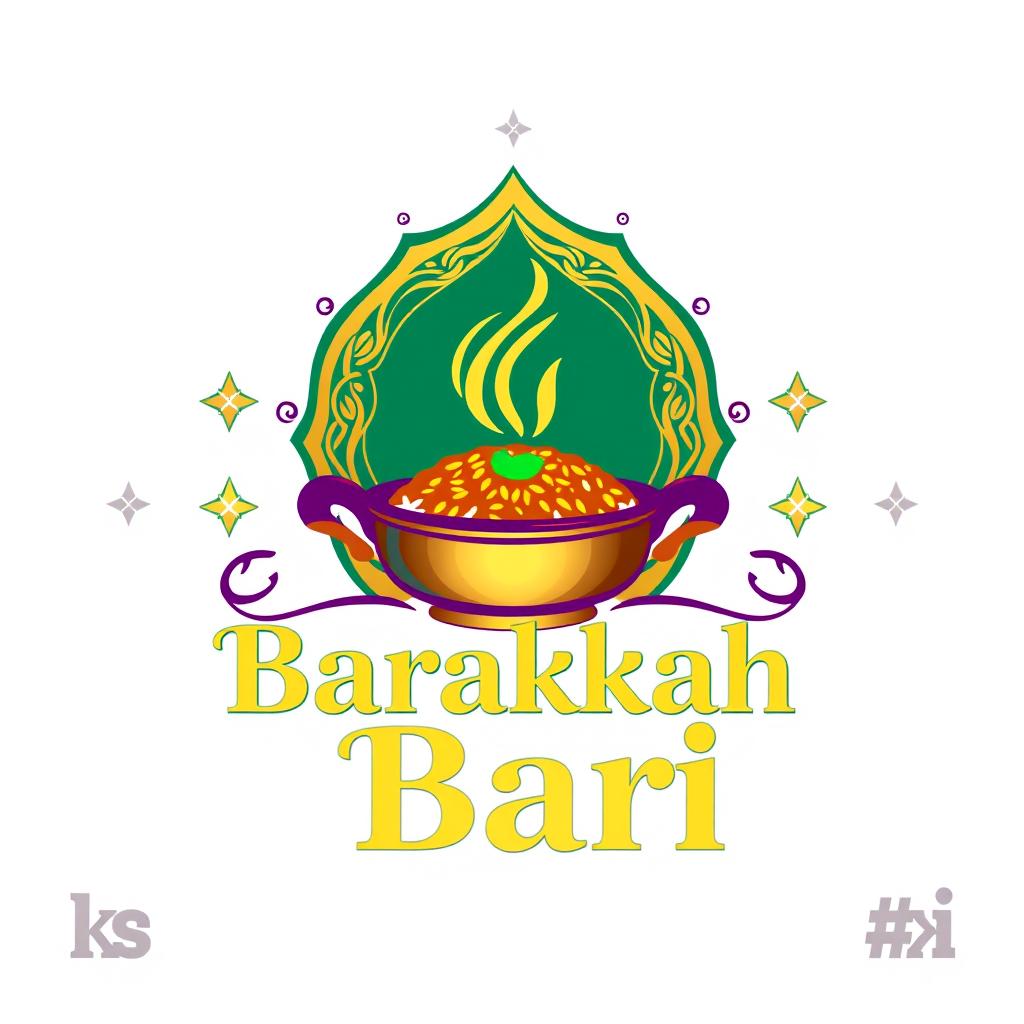 A premium and visually stunning logo for a high-end restaurant named 'Barakah Bari'