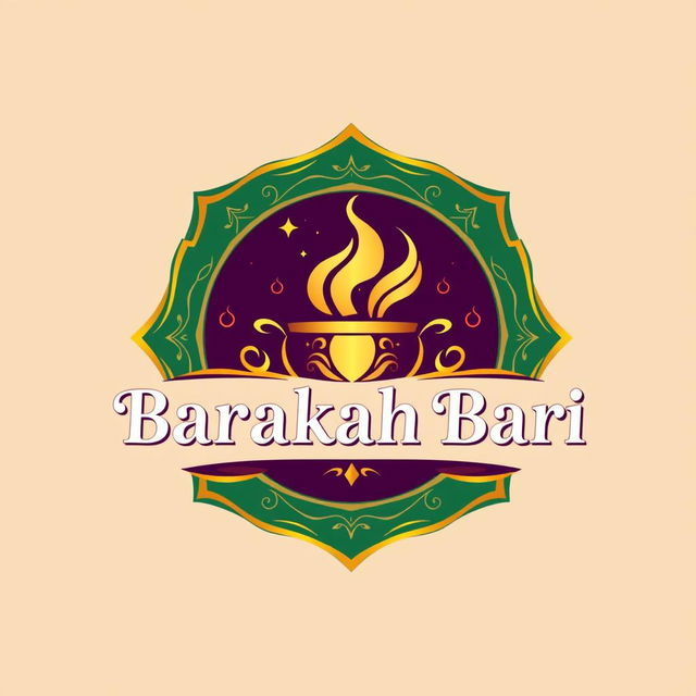 A premium and visually stunning logo for a high-end restaurant named 'Barakah Bari'