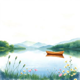 A beautiful watercolor painting of a serene lakeside scene, perfect for a book cover
