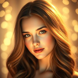A stunning portrait photograph of a beautiful woman with a glowing halo effect surrounding her