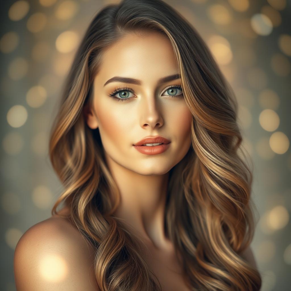 A stunning portrait photograph of a beautiful woman with a glowing halo effect surrounding her