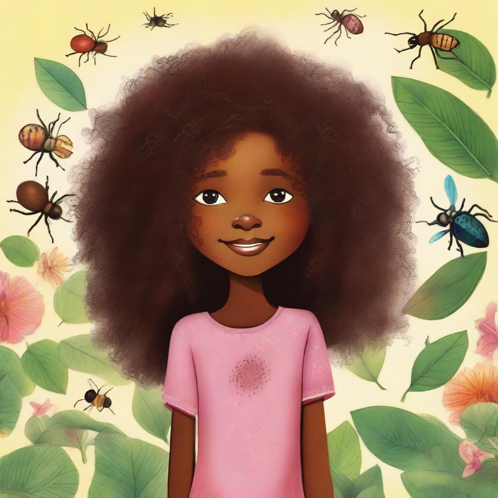 This is a delightful illustration of 8-year-old Emily, her features reflecting her Caribbean, East Indian, and African heritage