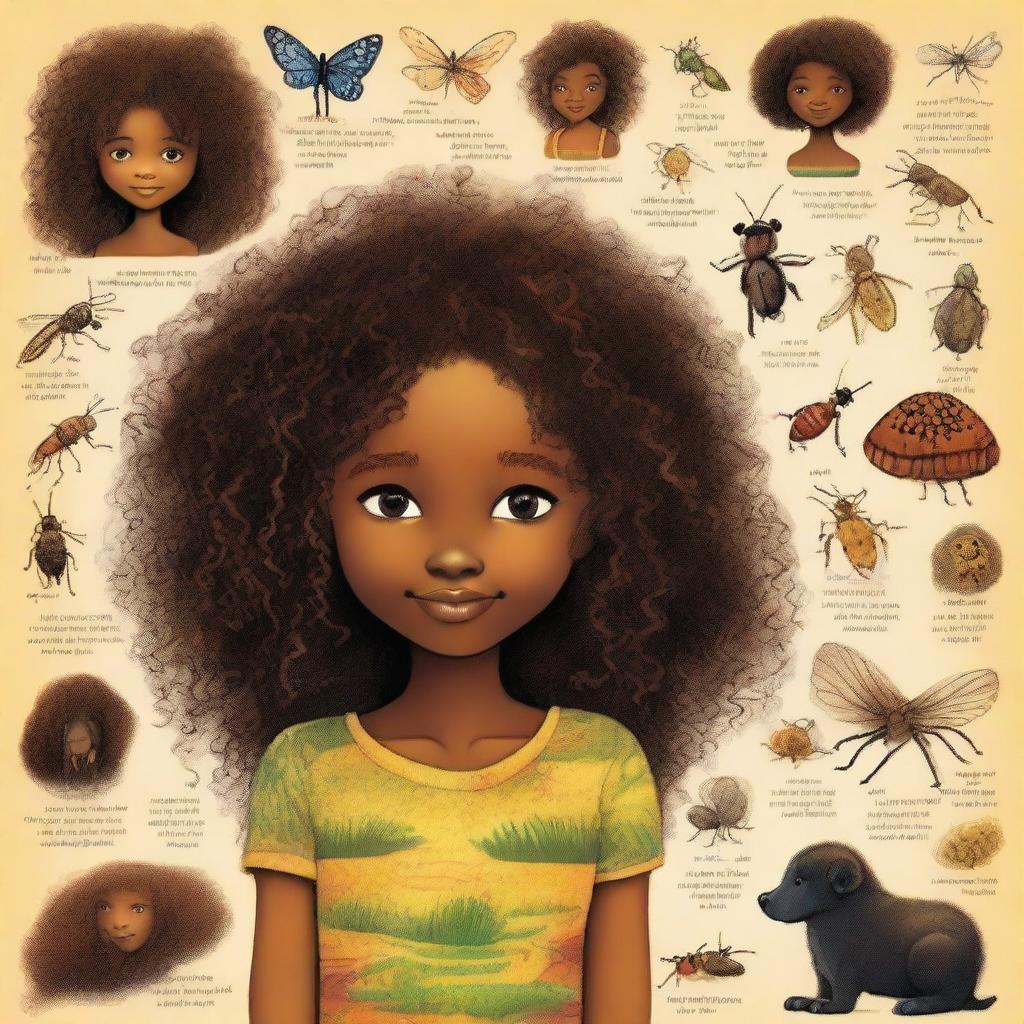 This is a delightful illustration of 8-year-old Emily, her features reflecting her Caribbean, East Indian, and African heritage