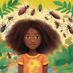 This is a delightful illustration of 8-year-old Emily, her features reflecting her Caribbean, East Indian, and African heritage