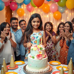 A beautiful girl named Sobia, celebrating her birthday by cutting a birthday cake