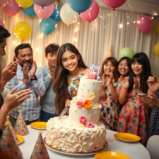 A beautiful girl named Sobia, celebrating her birthday by cutting a birthday cake