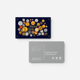 A beautifully designed business card for a coin selling shop