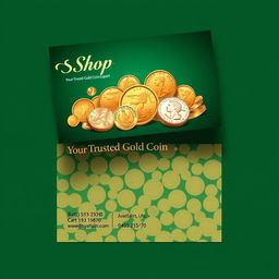 A visually striking business card for a gold coin seller
