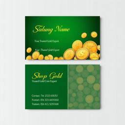 A visually striking business card for a gold coin seller