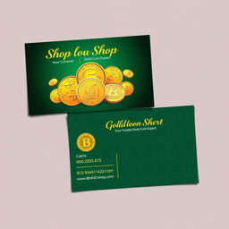A visually striking business card for a gold coin seller