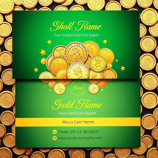 A visually striking business card for a gold coin seller
