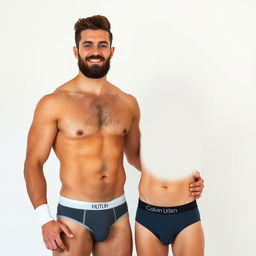 A 30-year-old gay man with a well-groomed beard, muscular body, low body fat, standing tall at 190 centimeters (approximately 6'3") and weighing 90 kilograms (approximately 198 lbs)