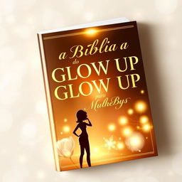 A glowing, inspirational book cover for 'A Bíblia do Glow Up para Mulheres', featuring an elegant design with rich colors like gold and soft pastels