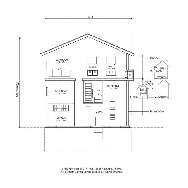 A detailed architectural diagram of a two-storey house
