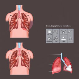 Three distinct medical illustrations of pneumothorax