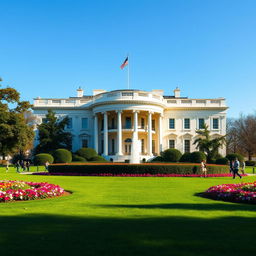 An ultra-realistic depiction of the White House in Washington, D