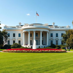 An ultra-realistic depiction of the White House in Washington, D