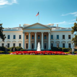 An ultra-realistic depiction of the White House in Washington, D
