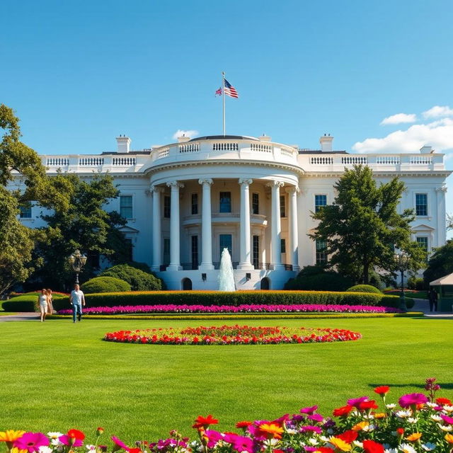 An ultra-realistic depiction of the White House in Washington, D