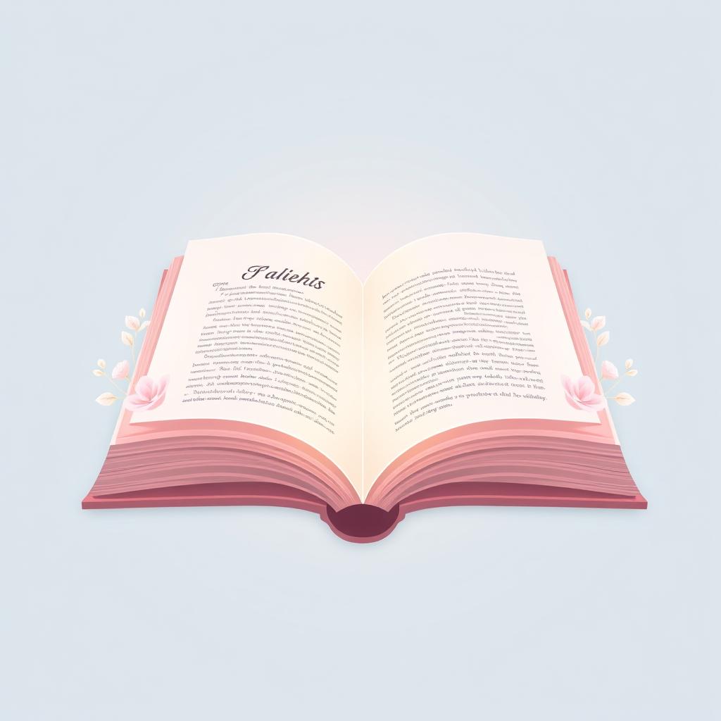 An aesthetic book icon designed for a website, featuring an open book with softly glowing pages