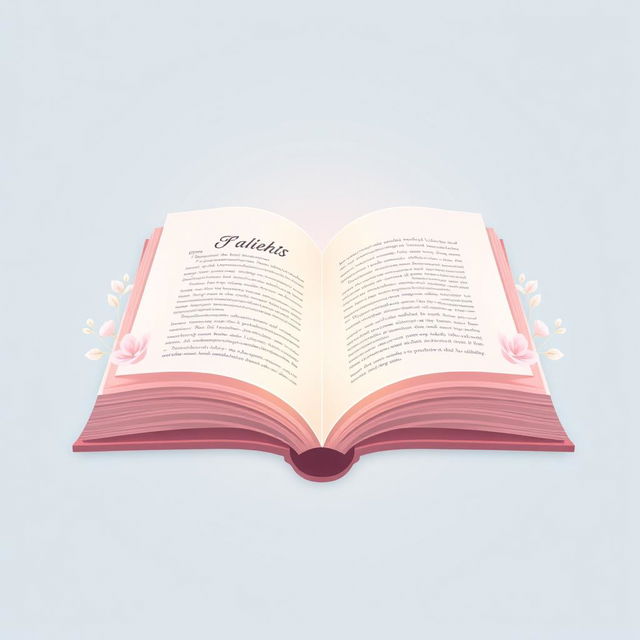 An aesthetic book icon designed for a website, featuring an open book with softly glowing pages