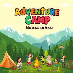 A vibrant and engaging banner for an adventure camp organized by a madrasah