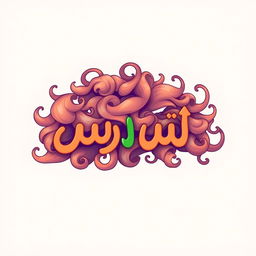 A vibrant illustration of the Arabic words "ملفلف و مهفهف" artistically integrated into a whimsical curly hair style