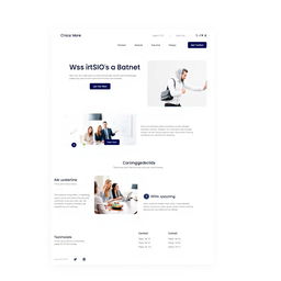 A sleek and modern website template demo featuring a clean white and navy color scheme