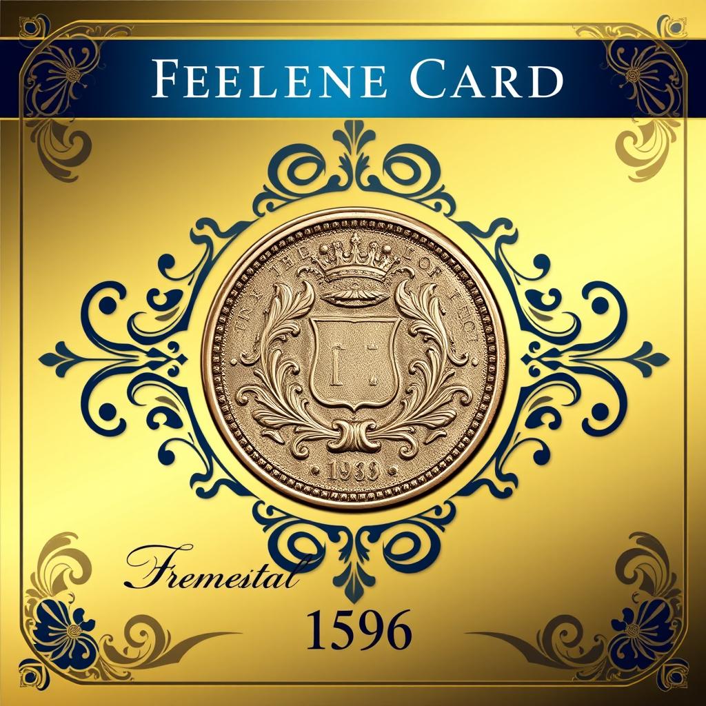A beautifully designed numismatic card showcasing a rare coin