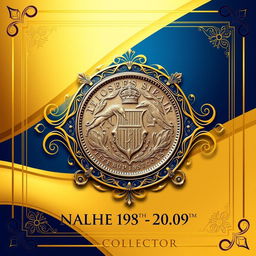 A beautifully designed numismatic card showcasing a rare coin