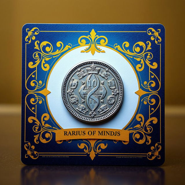 A beautifully designed numismatic card showcasing a rare coin