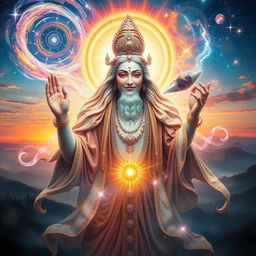 An ethereal and powerful representation of a majestic deity, radiating divine light and energy