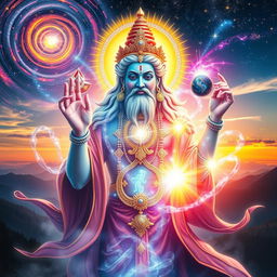 An ethereal and powerful representation of a majestic deity, radiating divine light and energy