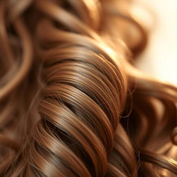 A close-up of a long, defined curly hair strand, showcasing its texture and shine