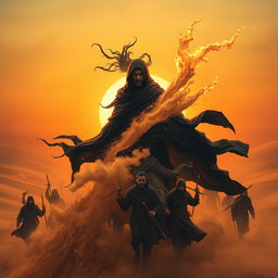 A dramatic and mystical representation of the Sufyani, an enigmatic figure from Islamic eschatology