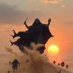 A dramatic and mystical representation of the Sufyani, an enigmatic figure from Islamic eschatology