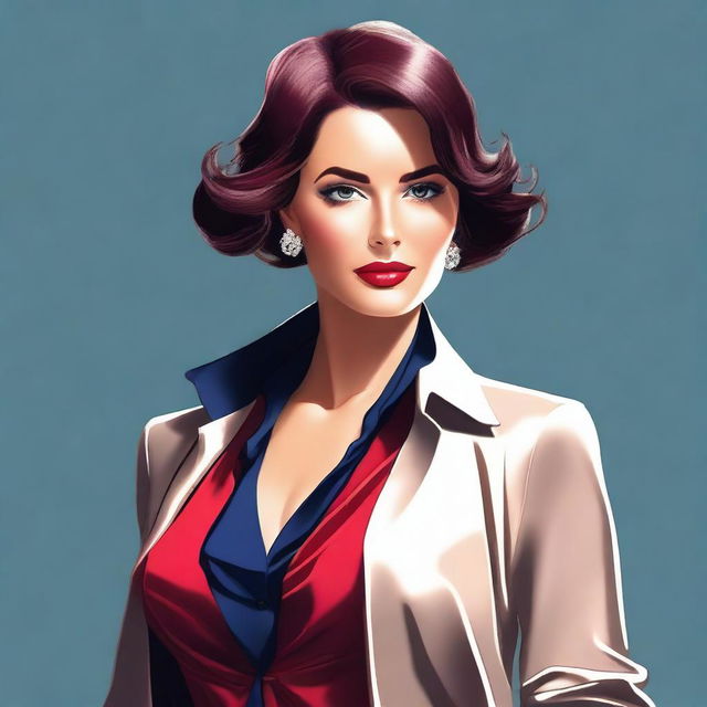 A digital art image of a confident, attractive woman