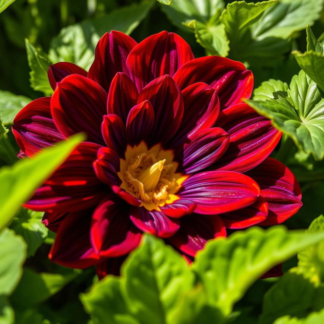 A striking close-up of a vibrant flower, showcasing its intricate petals and rich colors