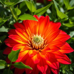 A striking close-up of a vibrant flower, showcasing its intricate petals and rich colors
